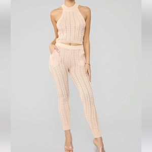 Fashion Nova Knit Temptation Sweater Set - Peach Size XS